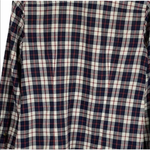 J Crew Perfect Shirt Bronze Buttons Navy Plaid - Picture 5 of 9